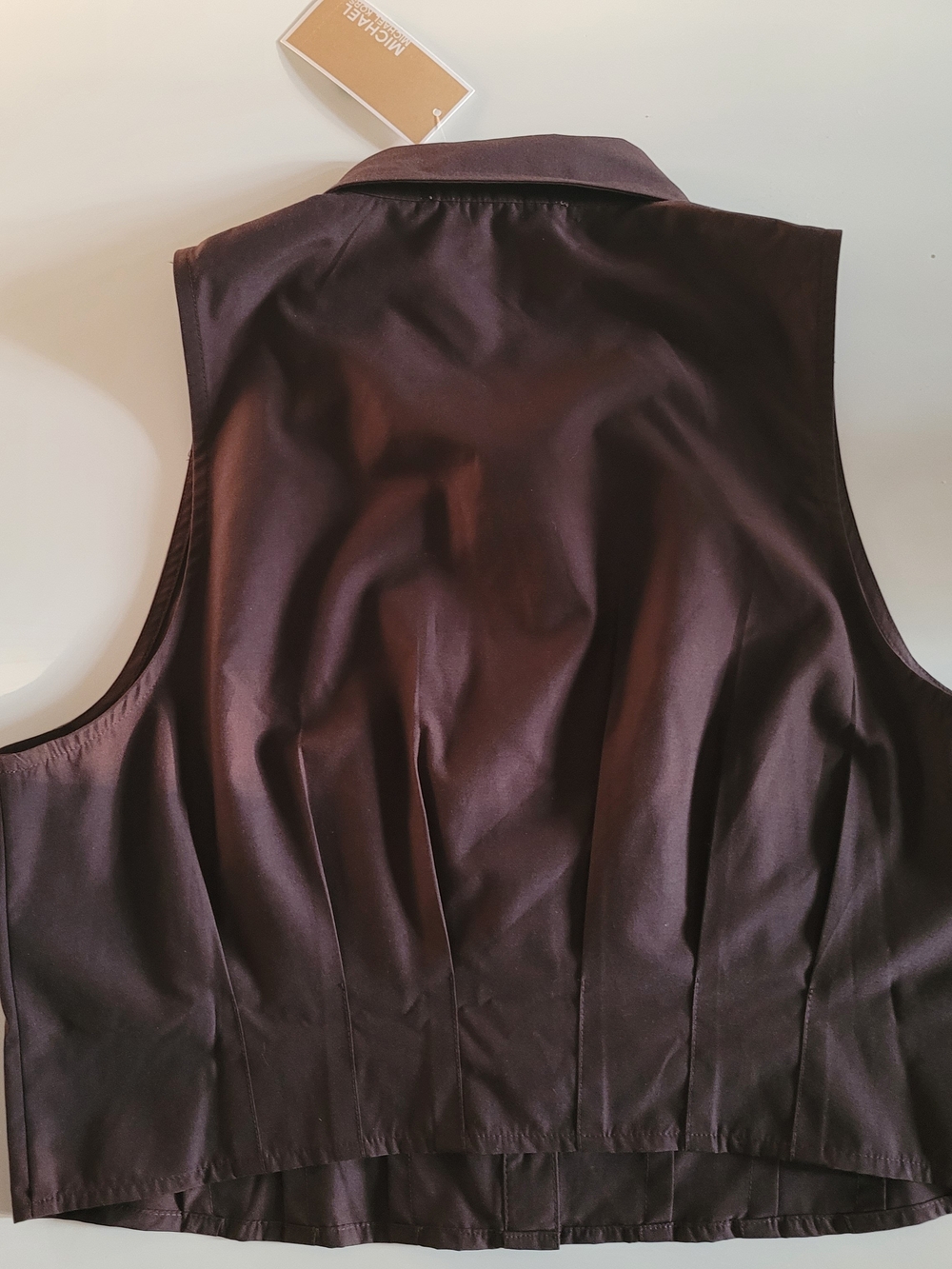 Michael Kors Sleeveless Button-Front Top in Dark Brown - Picture 6 of 9